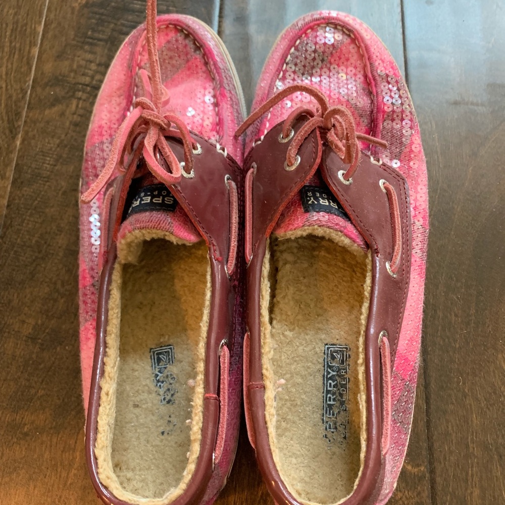 Sparkly red and pink Sperry shoes!